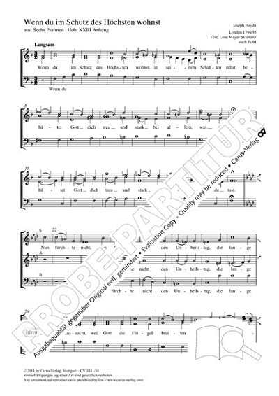 DL: J. Haydn: Wenn du im Schutz des Höchsten wohns, Gch3 (Pa