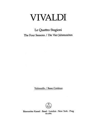 A. Vivaldi: Le Quattro Stagioni, VlStrBc (VcKb)