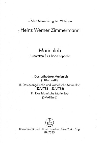 AQ: H.W. Zimmermann: Marienlob: I. Das orthodoxe Ma (B-Ware)