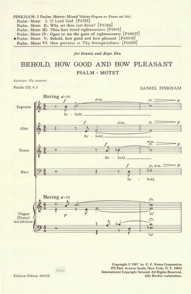D. Pinkham: Behold, how good and how pleasant