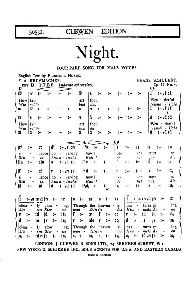 F. Schubert: Night, Mch4Klav (Chpa)