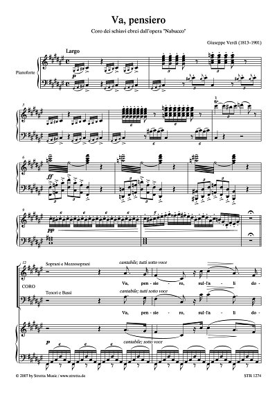 DL: G. Verdi: Va, pensiero (Klavierauszug) Gefangenenchor au