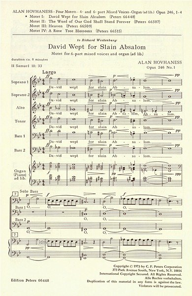 A. Hovhaness: David Wept For Slain Absalom Op 246/1