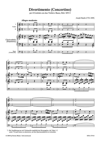 DL: J. Haydn: Divertimento (Concertino) C-Dur per il Cembalo