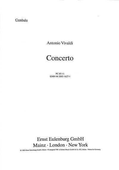 A. Vivaldi: Concerto grosso C-Dur op 47/2, StrBc (Cemb)