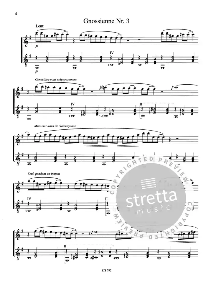Gymnopedie Nr. 1, Gnossienne Nr. 3 de Erik Satie  acheter dans la boutique  de partitions de Stretta