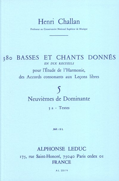 H. Challan: 380 Basses et Chants Donnés Vol. 5A, Ges (Bu)