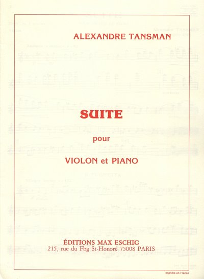 A. Tansman: Suite Violon-Piano , VlKlav (Part.)