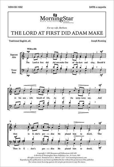 The Lord at First Did Adam Make, GCh4 (Chpa)