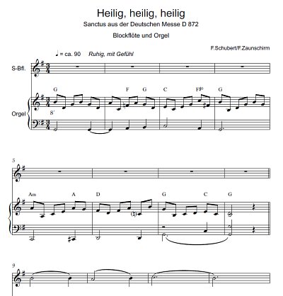 DL: F. Schubert: Heilig, heilig, heilig, BflOrg (Par2St)