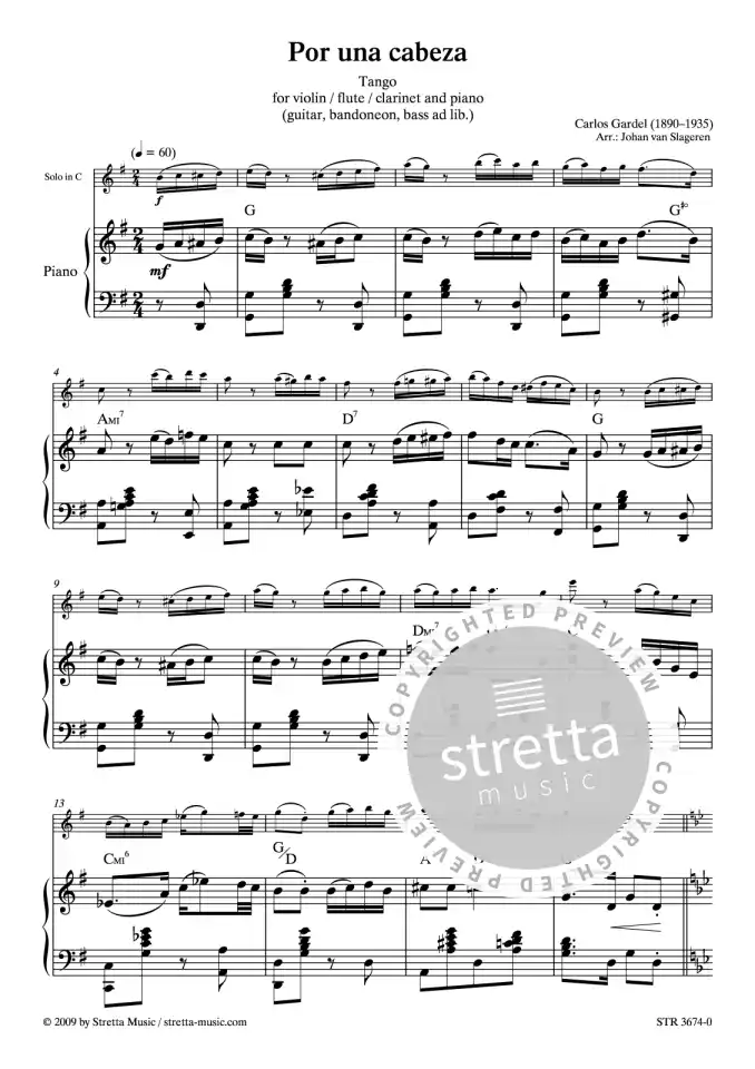 DL: C. Gardel: Por una cabeza Tango for violin / flute / cla (0)