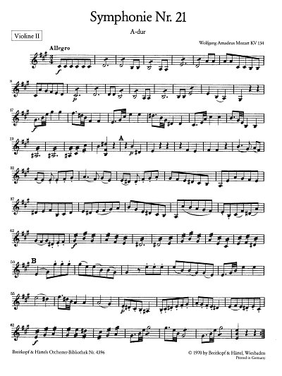 W.A. Mozart: Sinfonie Nr. 21 A-dur KV 134