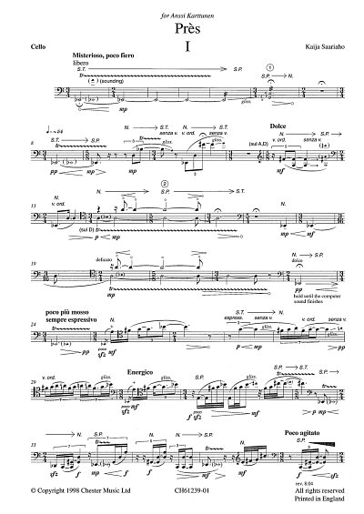 K. Saariaho: Pres (Cello Part)