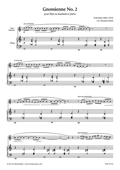 DL: E. Satie: Gnossienne Nr. 2 bearbeitet fuer Floete oder O