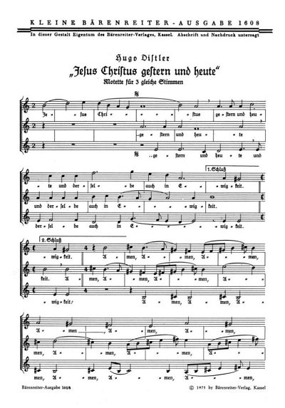 H. Distler: Jesus Christus, gestern und heute (1939)