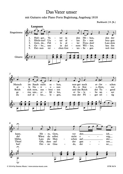 DL:  Burckhardt: Das Vater unser, Singstimme (hoch), Gitarre