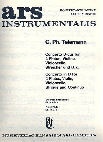 G.P. Telemann: Concerto D-Dur für 2 Flöten, Violine, Violoncello, Streicher und B.c.