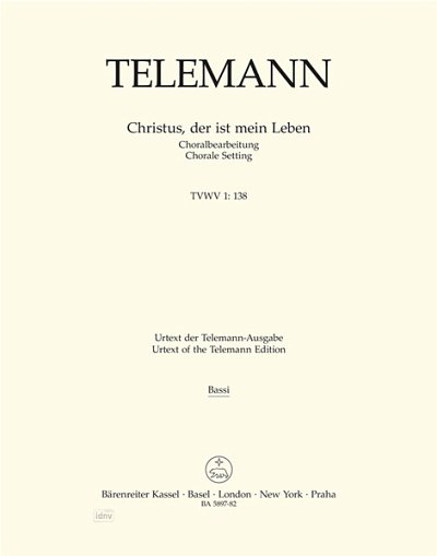 G.P. Telemann: Christus, der ist mein L, 4GesGchOrchO (VcKb)