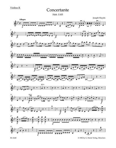 J. Haydn: Concertante Hob. I:105, VlVcObFgOrch (Vl2)