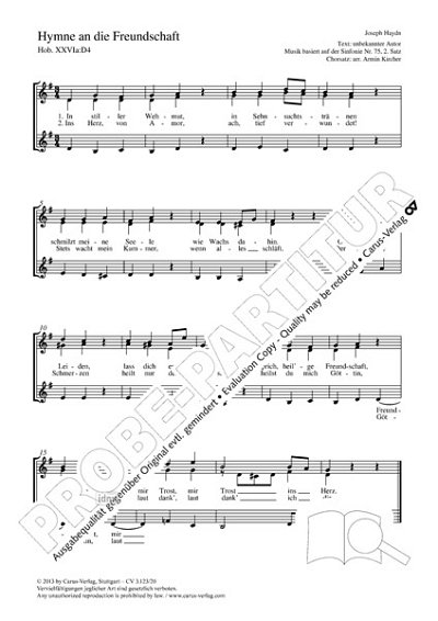 DL: J. Haydn: Hymne an die Freundschaft G-Dur Hob. XXVla (Pa