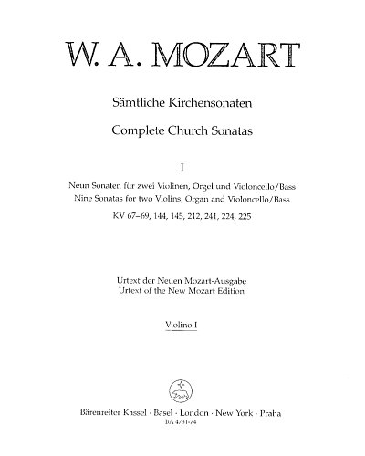 W.A. Mozart: Sämtliche Kirchensonaten 1, StroOrg (Vl1)
