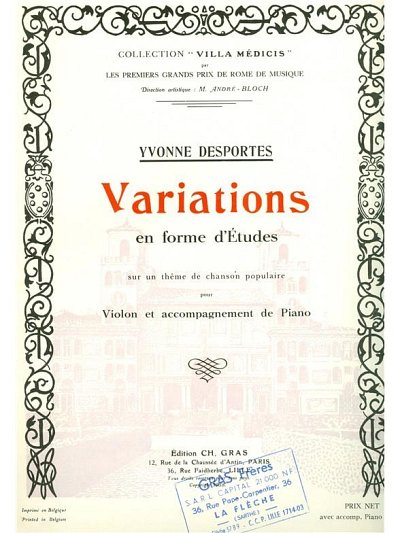 Y. Desportes: Variations en Forme d'Etudes.., VlKlav (Part.)