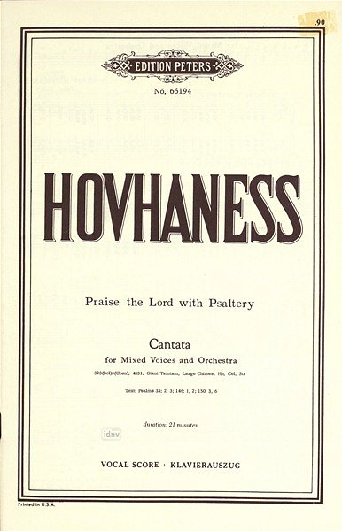 A. Hovhaness: Praise The Lord With Psaltery Op 222