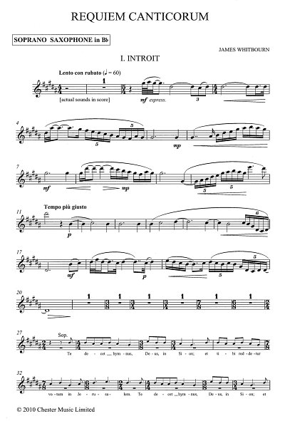 J. Whitbourn: Requiem Canticorum (Soprano Saxophone Part)