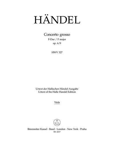 G.F. Händel: Concerto grosso F-Dur op. 6/9 HWV 327, Va