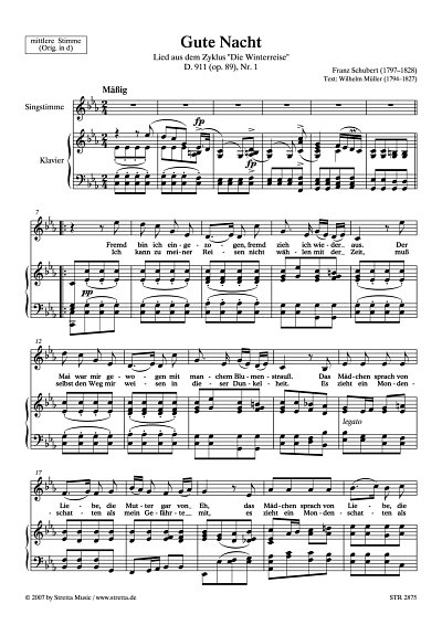 DL: F. Schubert: Gute Nacht Lied, D. 911 (op. 89), Nr. 1 / a
