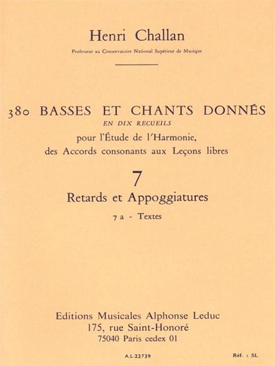H. Challan: 380 Basses et Chants Donnés Vol. 7A, Ges (Bu)