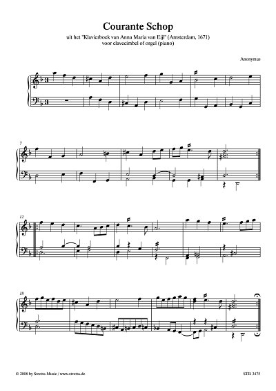 DL: Anonymus: Courante Schop aus dem Klavierbuch von Anna Ma