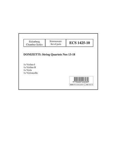 DL: G. Donizetti: Streichquartette Nr. 13-18, 2VlVaVc (Stsat