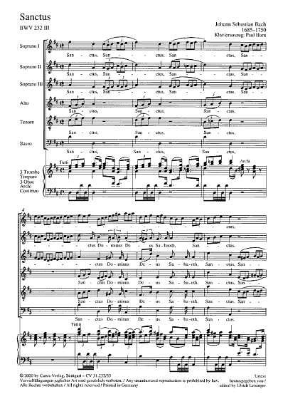 J.S. Bach: Sanctus in D BWV 232; aus: h-Moll-Messe / Klavier