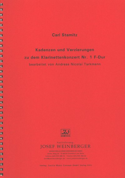 C. Stamitz: Kadenzen und Verzierungen zu dem Klarinettenkonzert Nr. 1 F-Dur