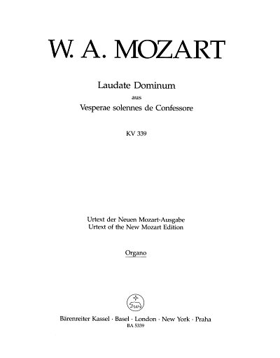 W.A. Mozart: Laudate Dominum KV 339, GesGcFgStrBc (Org)