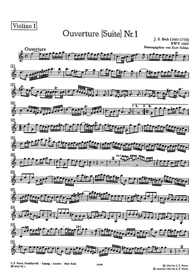 J.S. Bach: Suite (Ouvertuere) Nr. 1 C-Dur BWV 106, Baro (Vl1