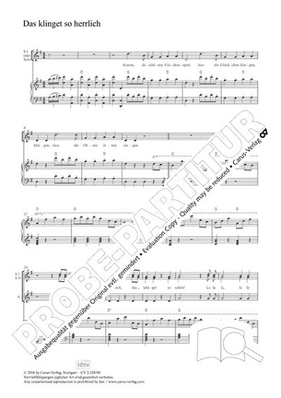 DL: W.A. Mozart: Das klinget so herrlich G-Dur (Part.)