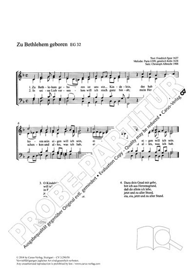 DL: Ch. Albrecht: Zu Bethlehem geboren F-Dur (1988, GCh4 (Pa