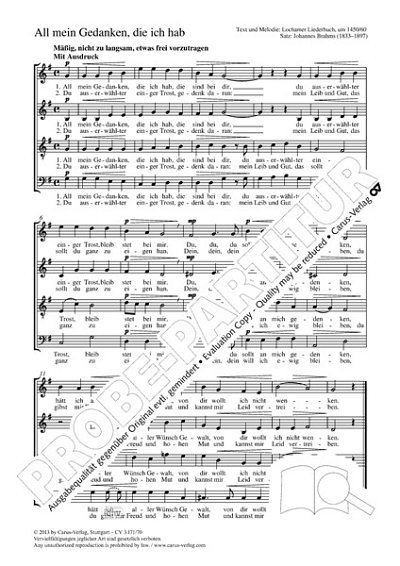 DL: J. Brahms: All mein Gedanken, die ich hab G-Du, GCh4 (Pa