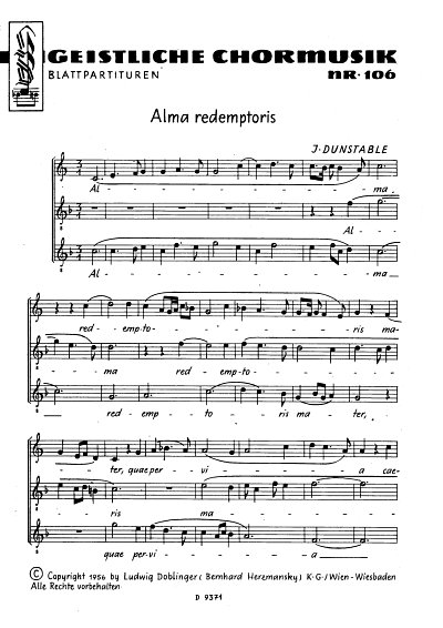 J. Dunstable: Alma redemptoris, Gch3 (Chpa)