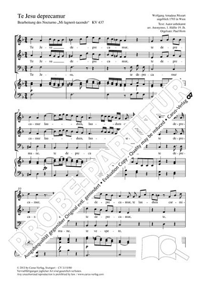 DL: W.A. Mozart: Te Jesu deprecamur F-Dur KV 43, Gch3Org (Pa