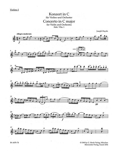 J. Haydn: Konzert C-Dur Hob. VIIa:1, VlStro (Vl1)