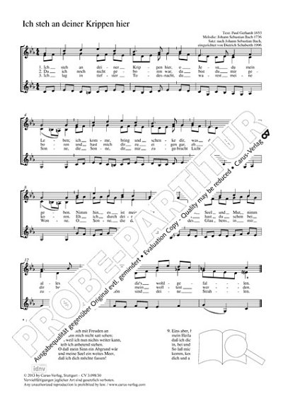 DL: J.S. Bach: Ich steh an deiner Krippen hier c-Mo, Fch (Pa