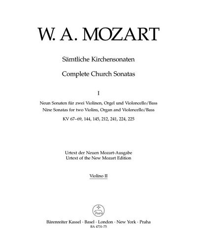 W.A. Mozart: Sämtliche Kirchensonaten 1, StroOrg (Vl2)