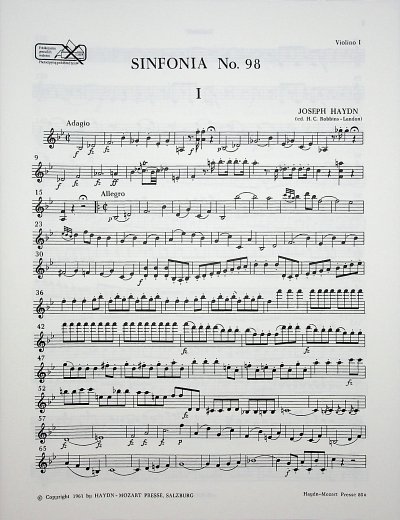 J. Haydn: Sinfonia Nr. 98 Hob. I:98 , Sinfo (Vl1)