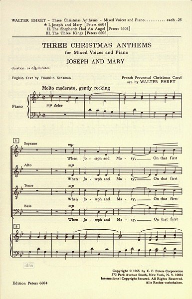 Ehret Walter: 3 Christmas Anthems: Joseph and Mary