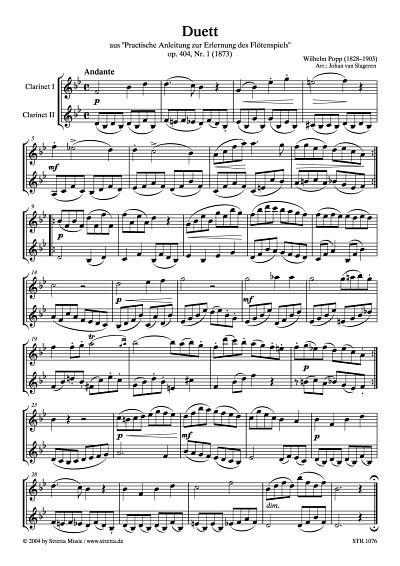 DL: W. Popp: Duett D-Dur, op. 404, Nr. 1 (1873) aus 