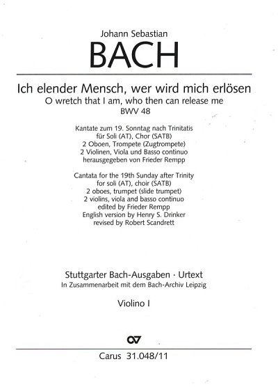 J.S. Bach: Ich elender Mensch, wer wird m, 2GesGchOrch (Vl1)