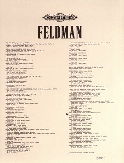 M. Feldman: Intermissions